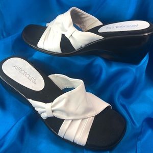 Aerosoles White Leather Wedge Slide Unworn